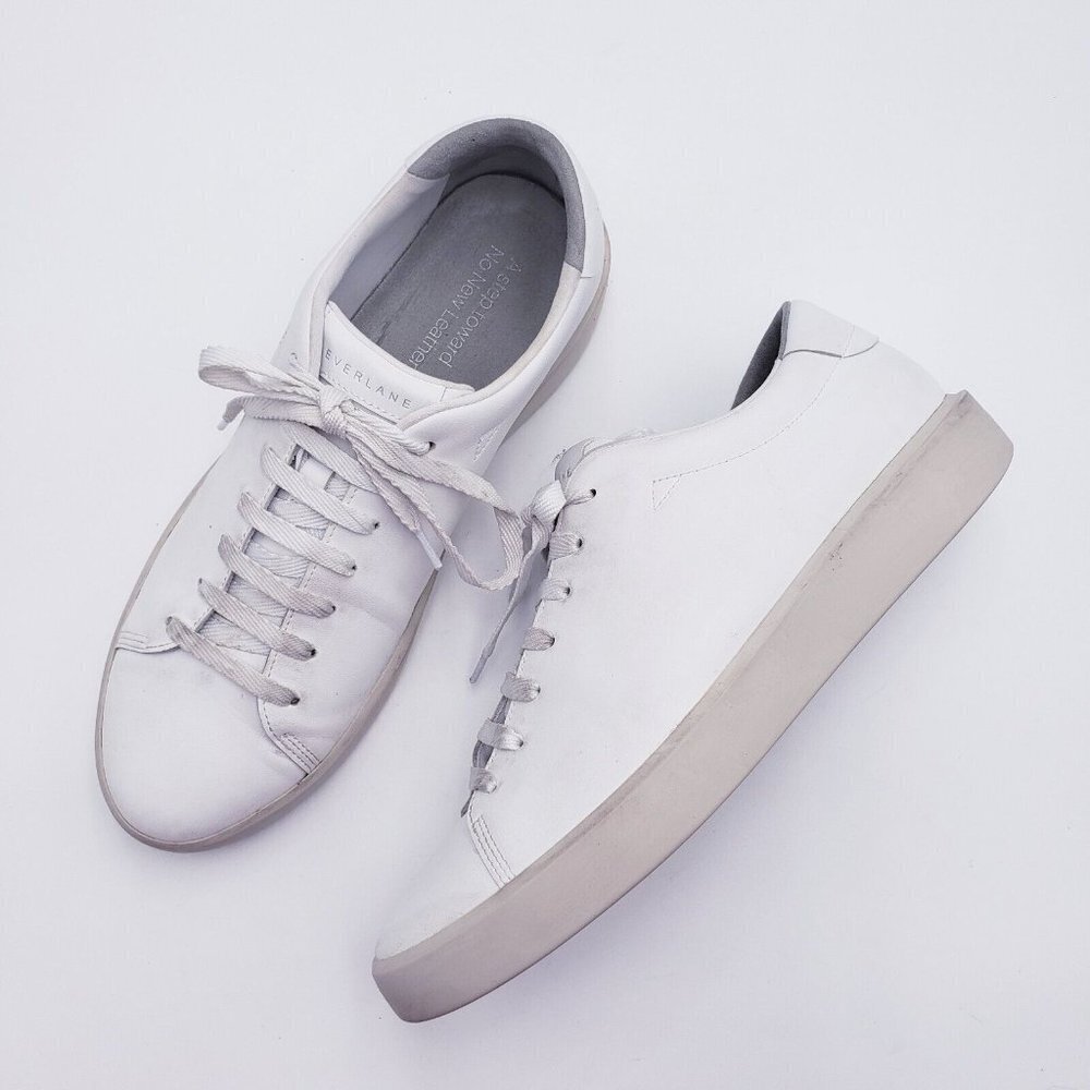 Everlane The Court Sneaker White Leather Low Top Lace Up 10